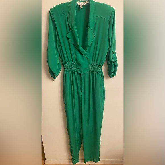 Vintage Pants - 💎 Vintage 80s/90s Emerald Green "Power" Jumpsuit MEDIUM 💎